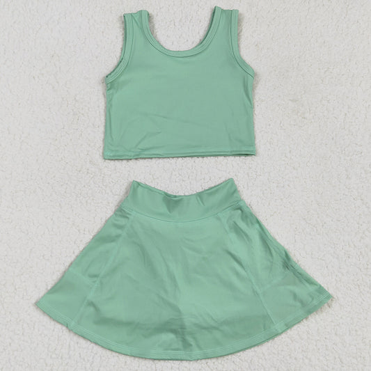 Baby Girls Clothes Green Vest Top Sports Skorts Skirts Sets GSD1984 4.21