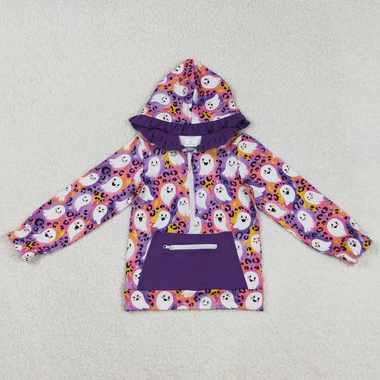 Baby Girls Hoodies Leopard Ghost Pocket Zipper Halloween Hoodies Tops GT1155 9.1