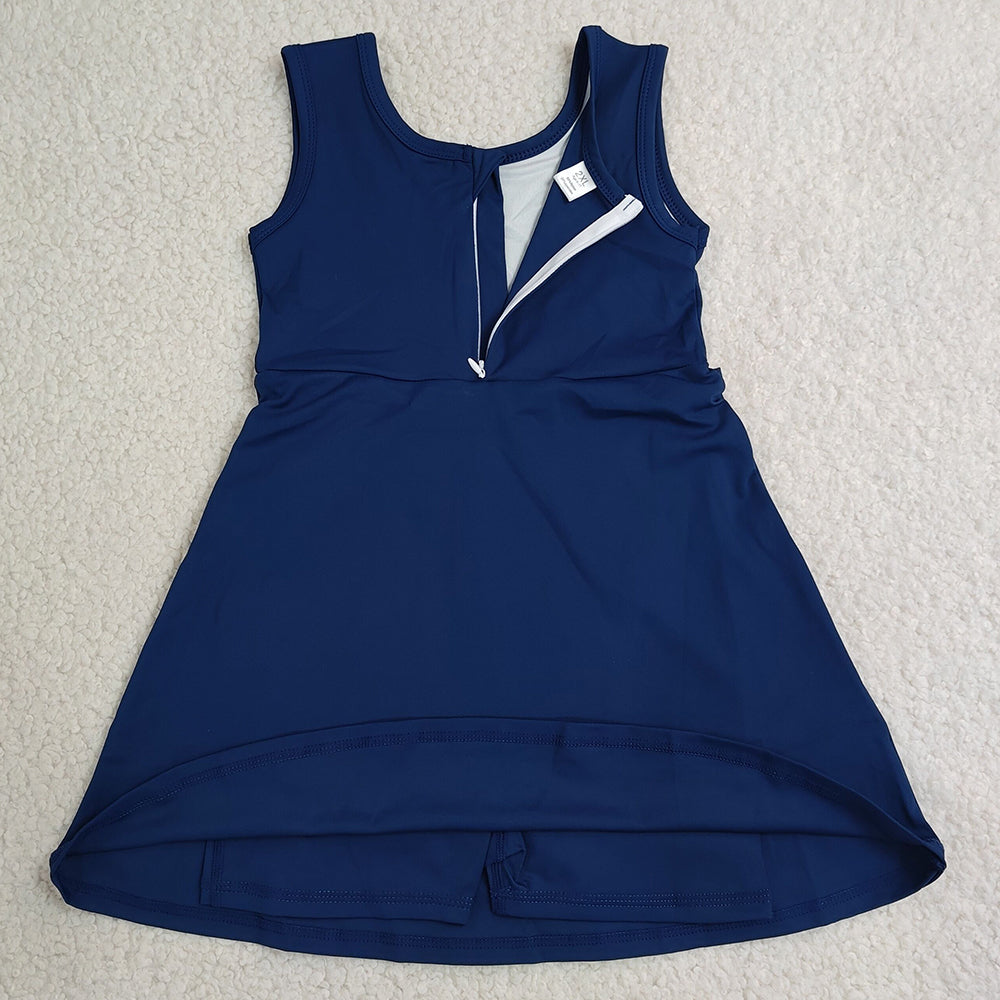 Baby Girls Dress Navy Sleeveless Bows Yoga Active Short Knee Length Dress GSD3880