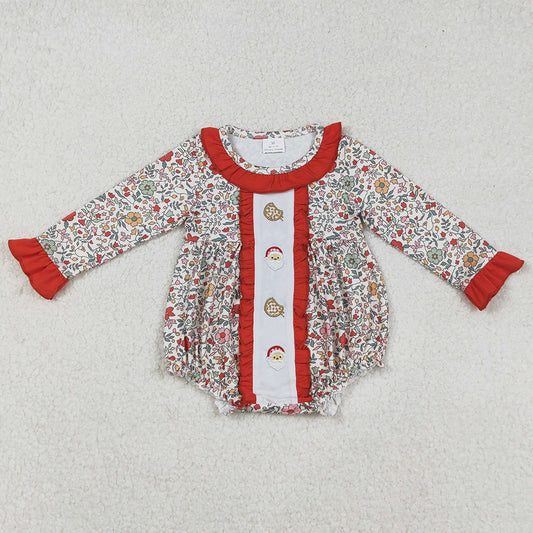 Baby Girls Rompers Ruffle Christmas Floral Santa Cakes Embroidery Ruffle Rompers LR2232 9.2