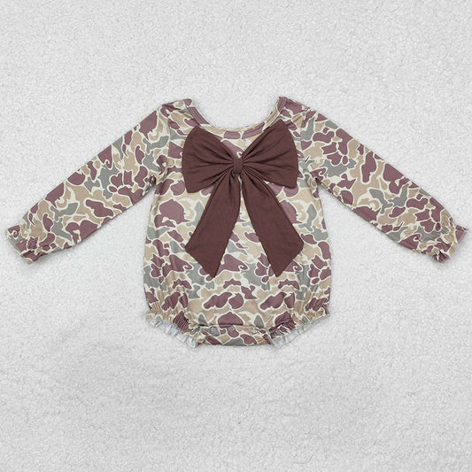Baby Infant Girls Rompers Camouflage Bow Long Sleeve Rompers LR2034