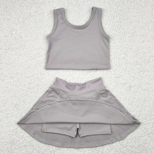 Baby Girls Clothes Grey Yoga Tennis Vest Top Sports Skorts Skirts Sets GSD1983 4.21