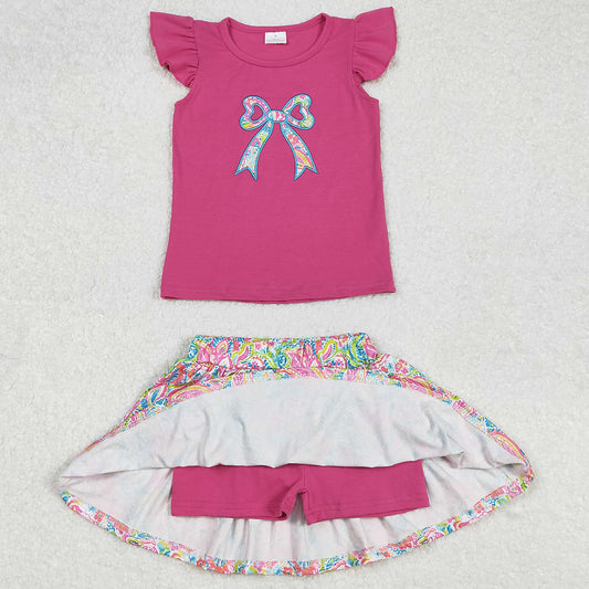 Baby Girls Clothes Pink Bow Embroidery Shirts Shorts Skirt Clothes Sets GSD1688 3.7