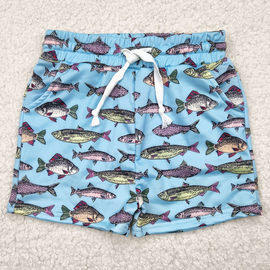 Baby Boys Swim Trunk Blue Fishes Swimming Trunks Summer Shorts S0542 4.28