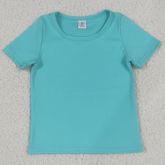 Baby Girls Clothes Blue Short Sleeve Yoga Active T-shirts Top GT1637
