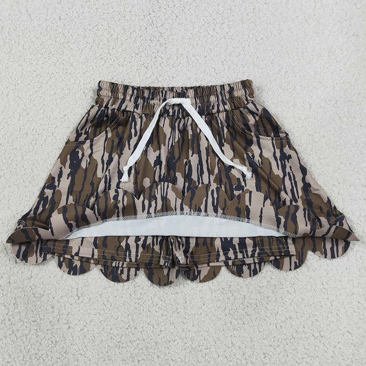 Baby Girls Skirts Southern Olive Wood Camo Scallop Pockets Skirt Shorts Bottom GLK0298