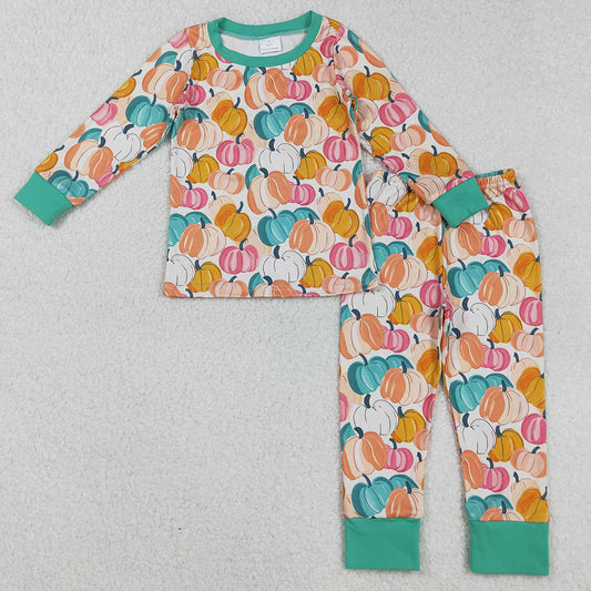 Baby Girls Pajamas Halloween Colorful Pumpkins Top Pant Fall Pajamas Sets GLP2691 9.1