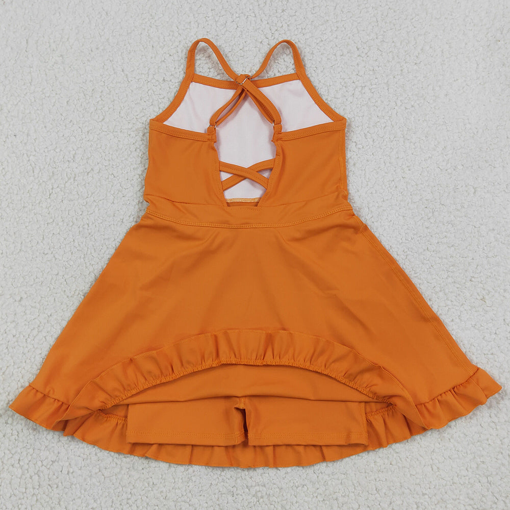 Baby Girls Dress Orange Strap Yoga Active Knee Length Dresses S0780