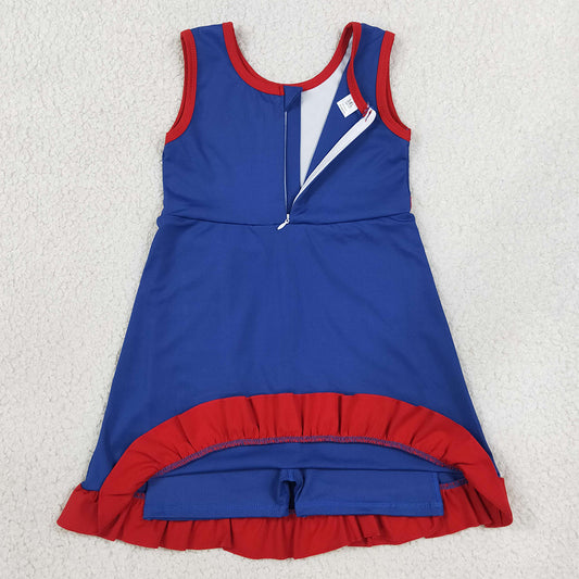 Baby Girls Dress Hot Blue Red Sleeveless Yoga Active Short Knee Length Dress GSD4133