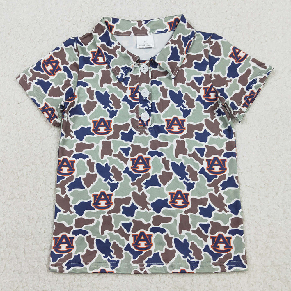 Baby Boys Clothes Short Sleeve Southern Camo AU Team Button Polo Shirts Top BT1694