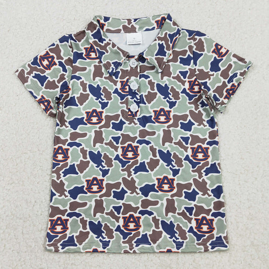 Baby Boys Clothes Short Sleeve Southern Camo AU Team Button Polo Shirts Top BT1694