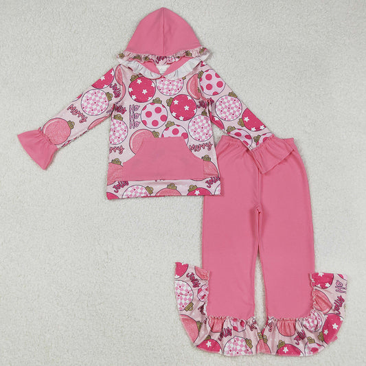 Baby Girls Clothes Pink Merry Christmas Pocket Hoodie Top Ruffle Pants Sets GLP2650 9.1