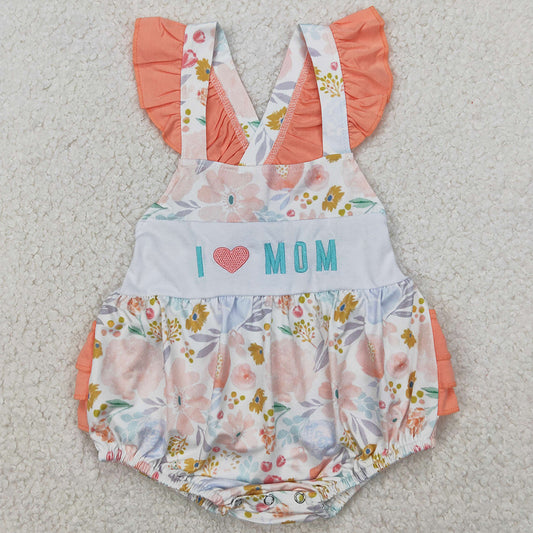 Baby Girls Rompers I LOVE MOM Embroidery Floral Ruffle Rompers SR2948 3.27