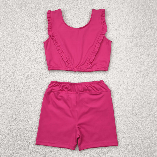 Baby Girls Clothes Hot Pink Yoga Vest Shorts Active Wear Sets GSSO2284 4.21