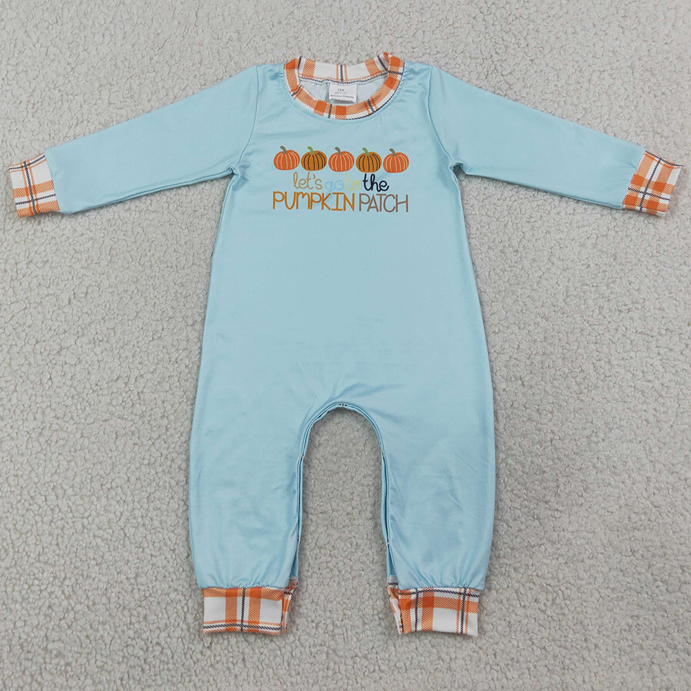 Baby Boys Rompers Long Sleeve Let's Go to The Pumpkin Patch Fall Pant Rompers LR1189