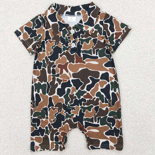Baby Infant Boys Rompers Short Sleeves Dark Brown Camo Button Rompers SR2979 3.27