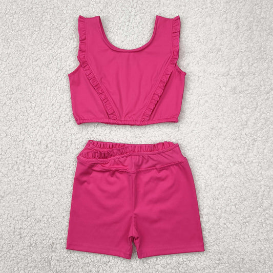 Baby Girls Clothes Hot Pink Yoga Vest Shorts Active Wear Sets GSSO2284 4.21