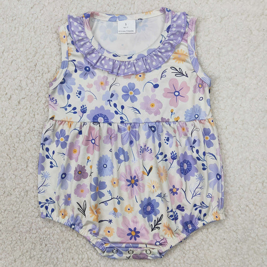 Baby Girls Rompers Lavender Flowers Sleeveless Rompers SR2883 3.27