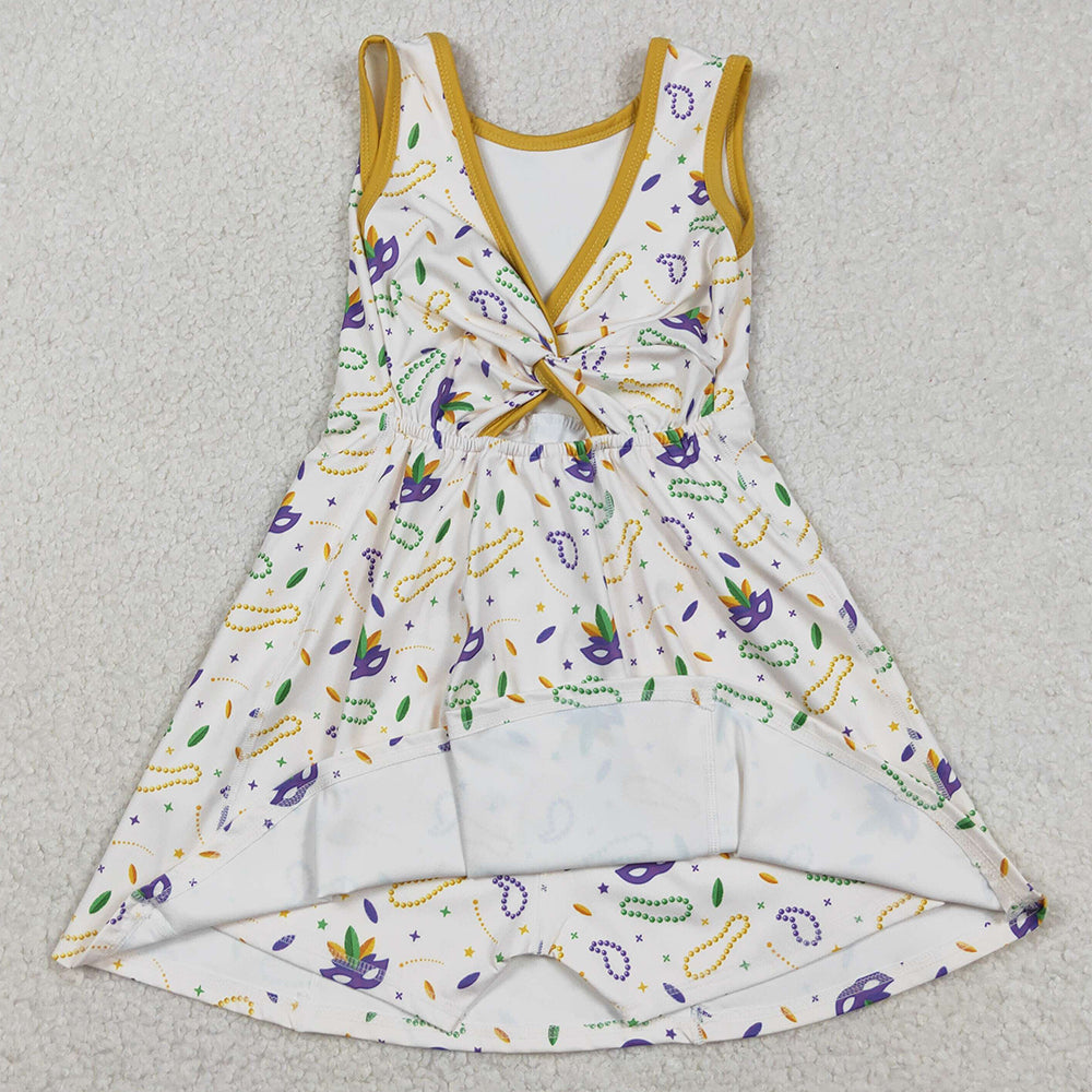 Baby Girls Dress Mardigras Anchors Masks Yoga Shorts Knee Length Dresses GSD2951 12.23