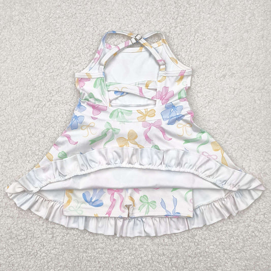 Baby Girls Dress Strap Colorful Bows Yoga Ruffle Knee Length Dresses GSD2289 4.21