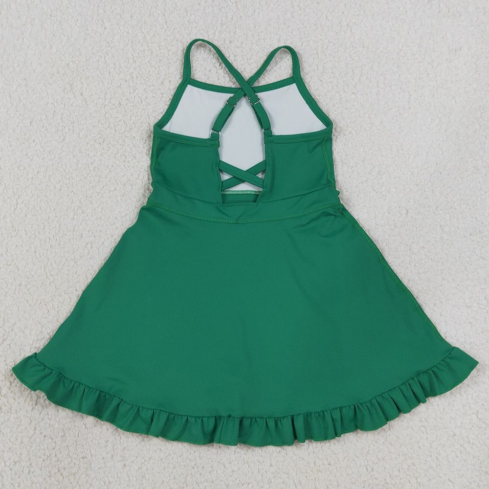 Baby Girls Dress Green Knit Knee Length Active Wear Dresses S0782