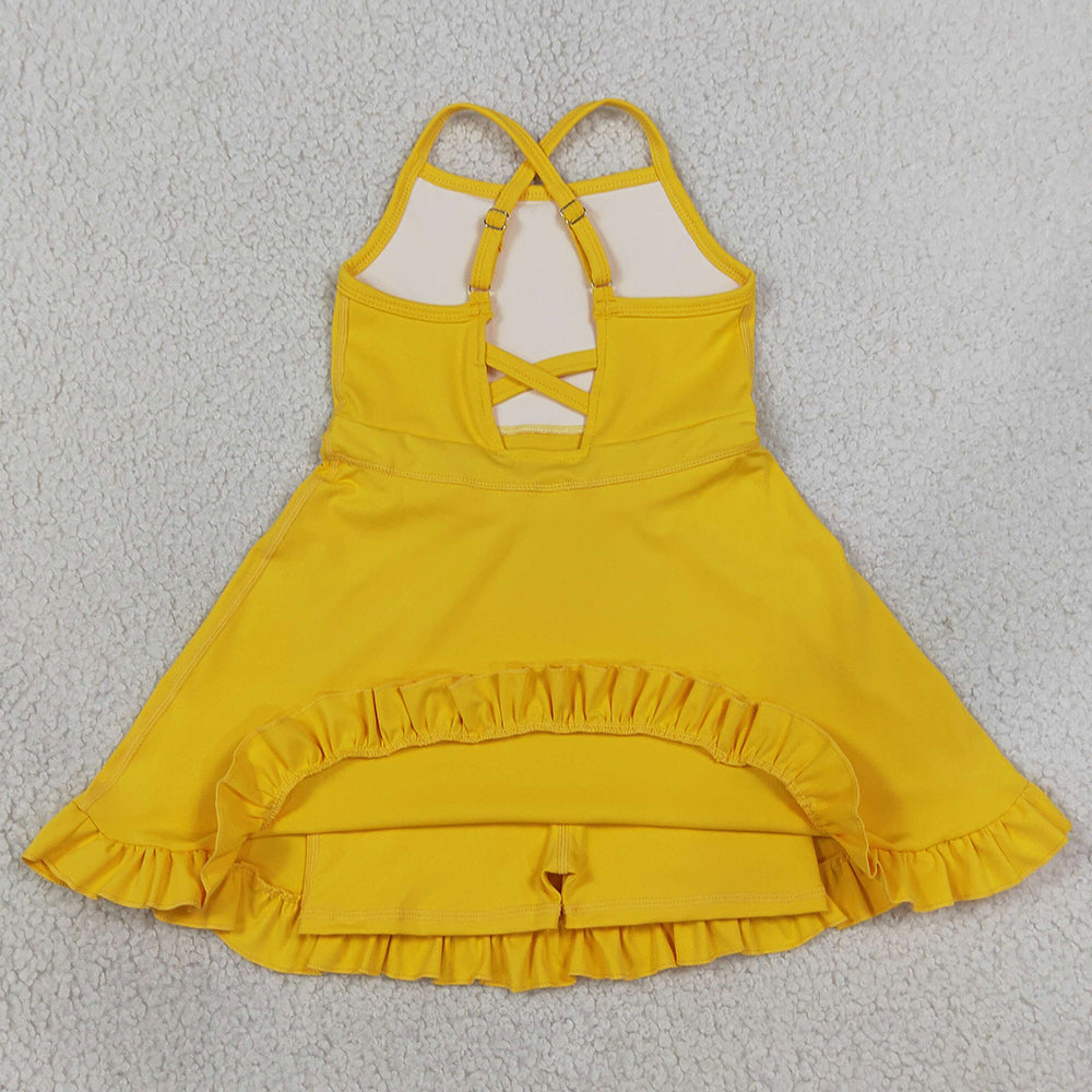 Baby Girls Dress Yellow Athletic Active Wear Knee Length Dresses S0781