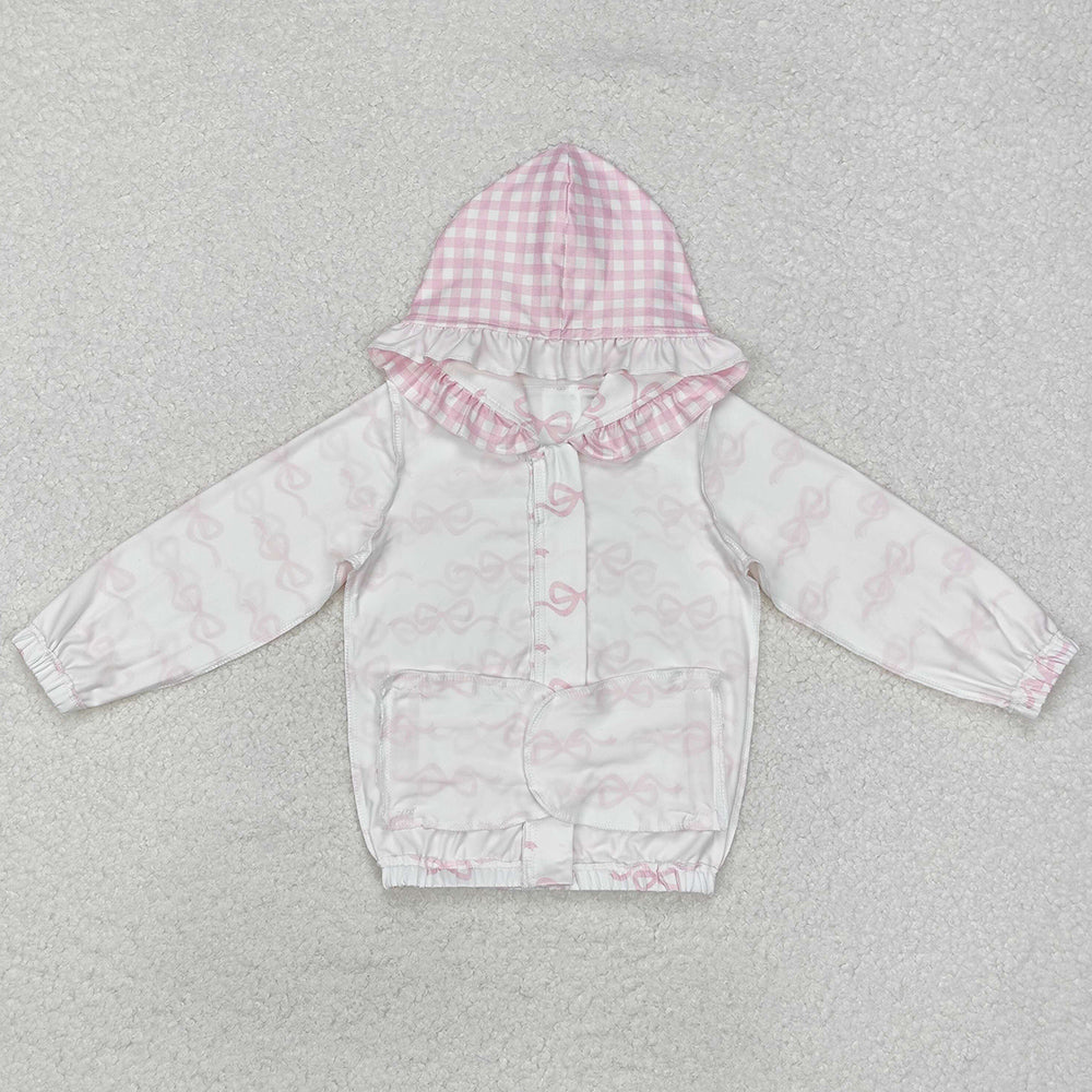 Baby Girls Clothes Tops Pink Bows Hooded Top Zip Tops GT0873