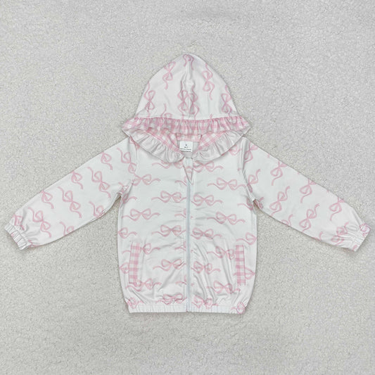 Baby Girls Clothes Tops Pink Bows Hooded Top Zip Tops GT0873