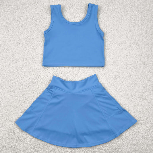 Baby Girls Clothes Aqua Blue Vest Top Sports Skorts Skirts Sets GSD1985 4.21