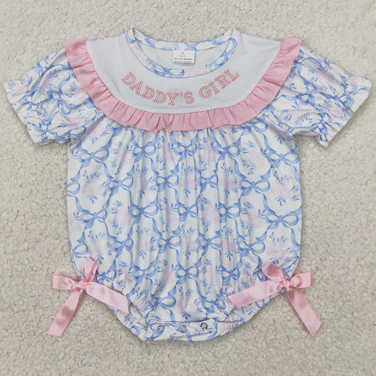 Baby Infant Girls Rompers Blue Bows DADDY'S GIRL Ruffle Rompers SR2944 3.28