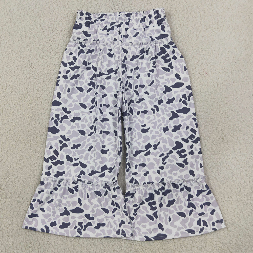 Baby Girls Grey Camo Yoga Active Ruffle Flare Pants Bottom P1054