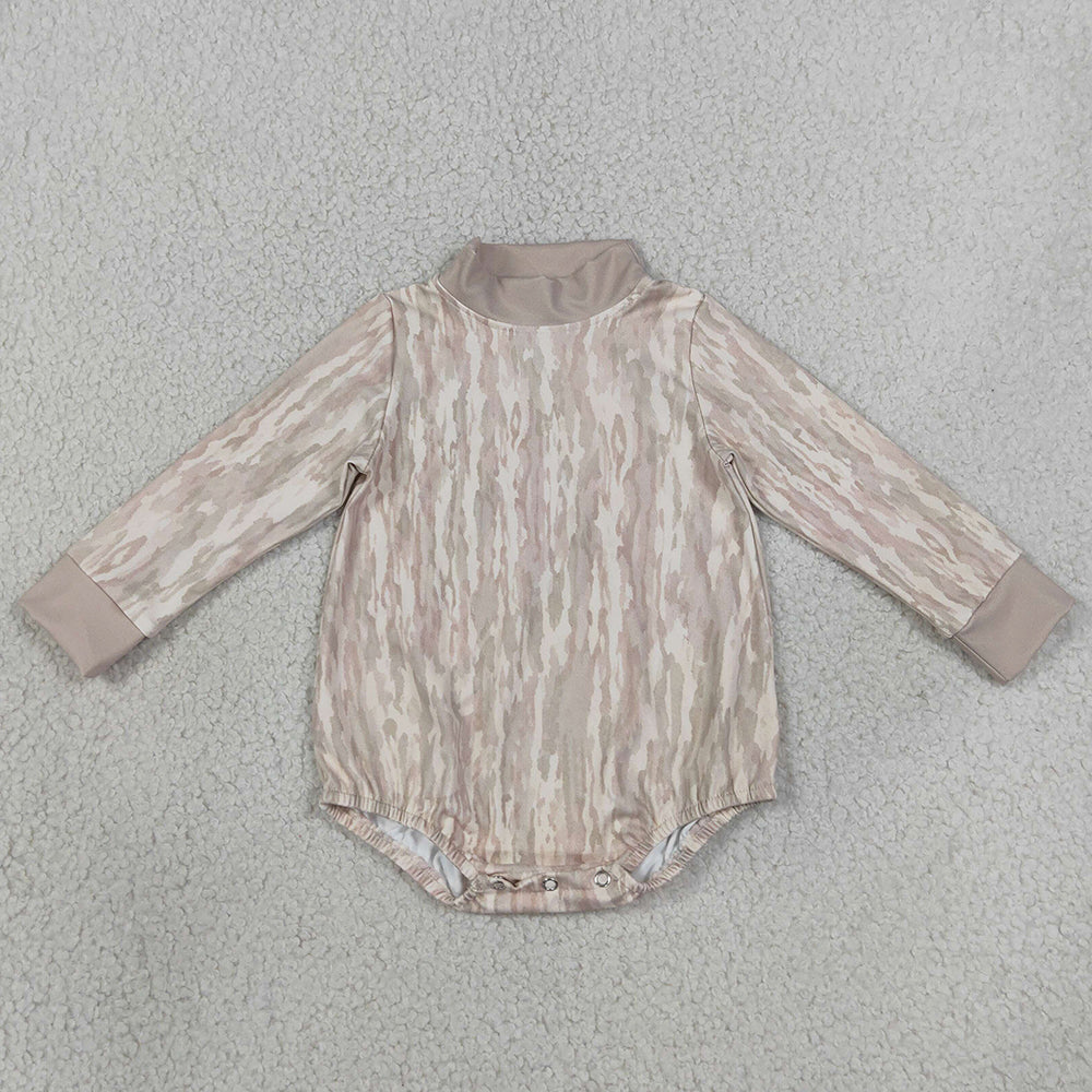 Baby Girls Long Sleeve Southern Pink Wood Camo Yoga Active Choker Rompers LR3306
