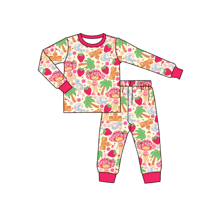 Preorder(moq 5) Baby Girls Cartoon Strawberry Girls Castles Top Pants Pajamas Sets 10.29