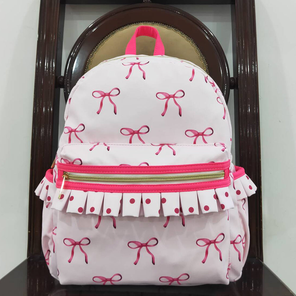 Baby Kids Girls Backpacks Pink Bows Backpack Zip Back Bags BA0233 8.5
