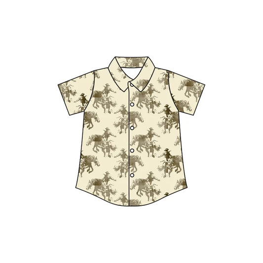 Preorder(moq 5) Baby Boys Horse Rodeos Western Button Shirts Top 10.28