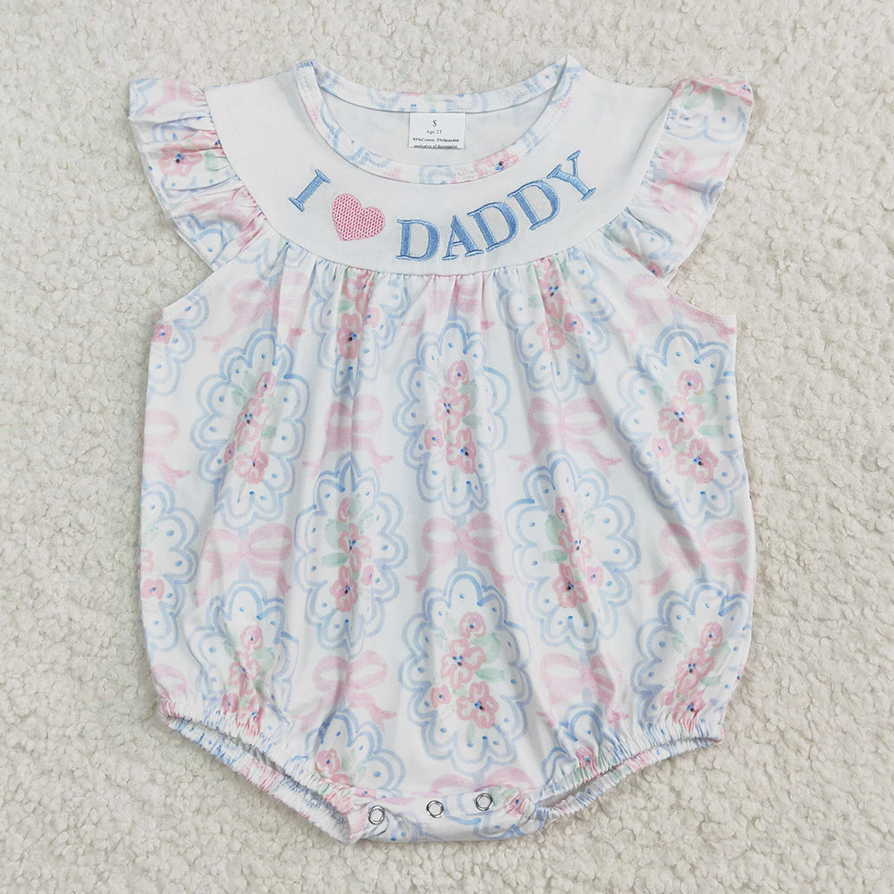 Baby Girls Rompers Bows Floral I LOVE DADDY Embroidery Ruffle Rompers SR2946 3.27