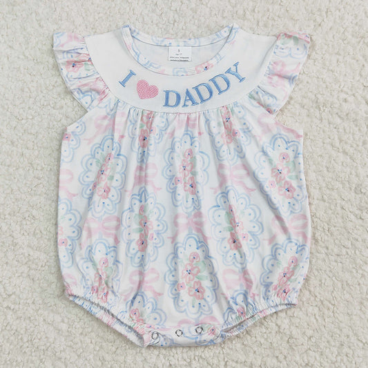 Baby Girls Rompers Bows Floral I LOVE DADDY Embroidery Ruffle Rompers SR2946 3.27