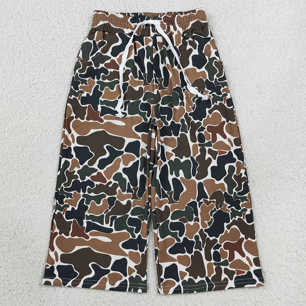 Baby Girls Pants Dark Brown Camo Yoga Active Pockets Flare Pants Bottom P1104