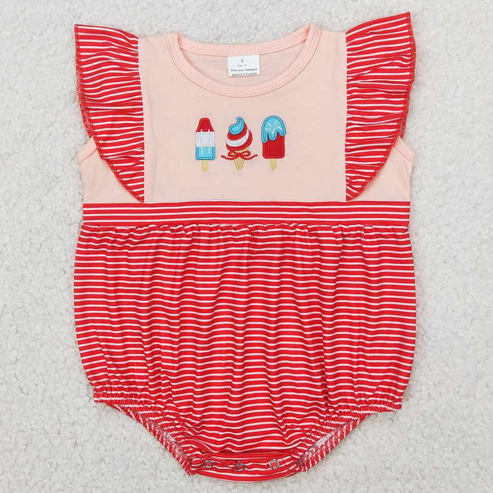 Baby Infant Girls Rompers 4th Of July Popstick Embroidery Rompers SR2635 4.2