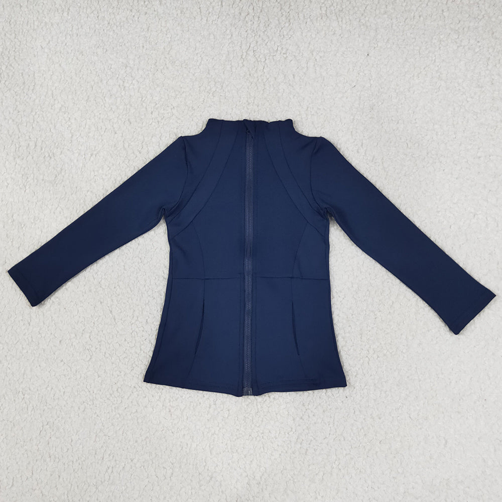 Baby Girls Clothes Navy Long Sleeve Zip Pockets Yoga Active Jackets Top GT0677