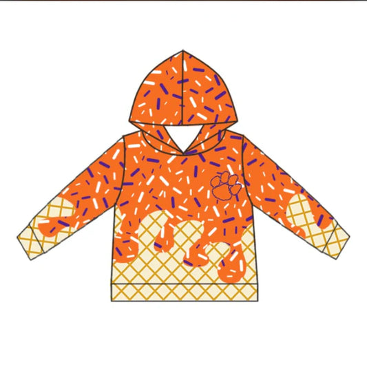 Preorder(moq 5) orange purple ice cream sprinkle toddler kids team hoodie 8.28