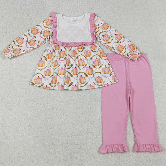 Baby Girls Clothes Fall Halloween Long Sleeves Pumpkins Bows Tunic Pants Set GLP2427 9.6