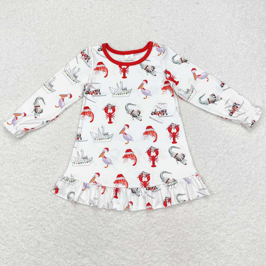 Baby Girls Dress Christmas Crawfish Crocodile Knee Length Gowns Dresses GLD0687