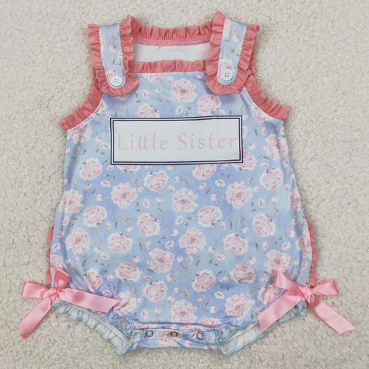 Baby Girls Rompers Pink Ruffle Sleeveless Little Sister Floral Rompers SR2911 4.2