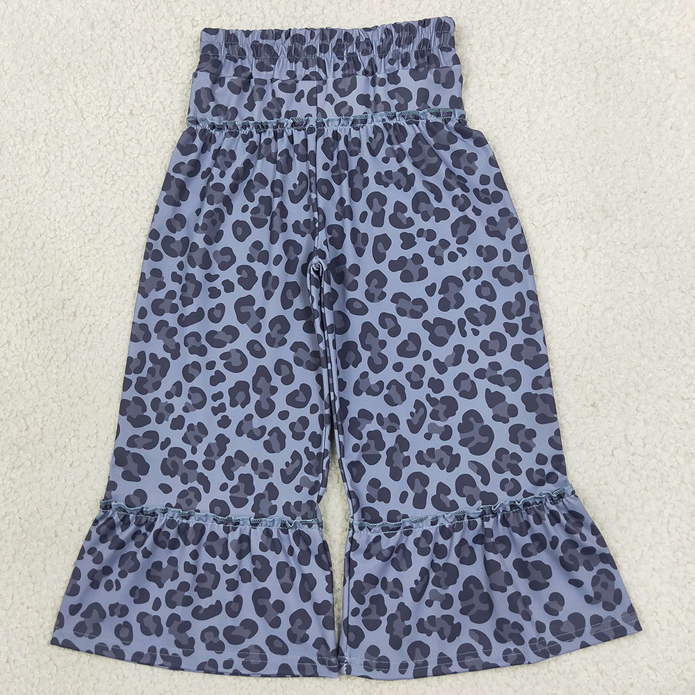 Baby Girls Pants Grey Leopard Yoga Active Ruffle Flare Pants Bottom P1055