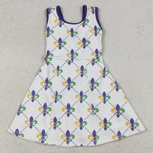 Baby Girls Dress Mardi Gras Anchors Checked Yoga Shorts Knee Length Dresses GSD2944 12.27