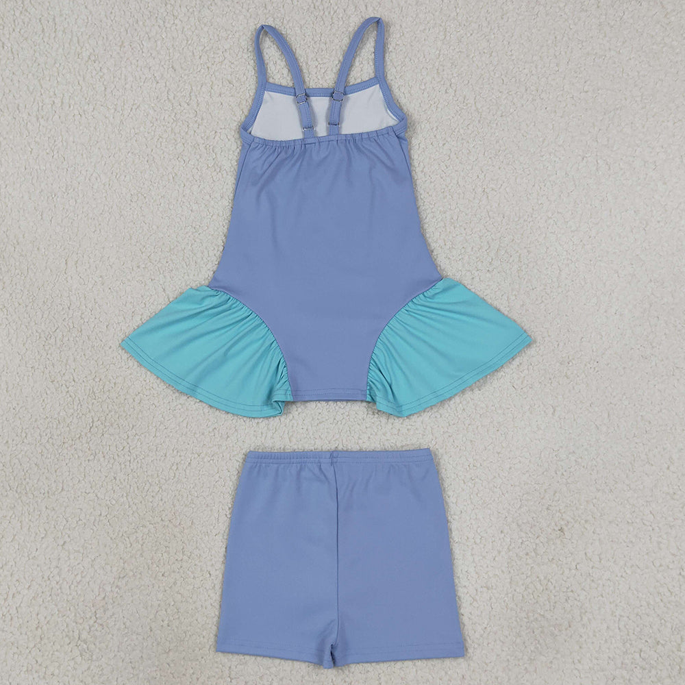 Baby Girls Dress Blue Strap Tunic Shorts Yoga Active Clothes Set GSSO3264
