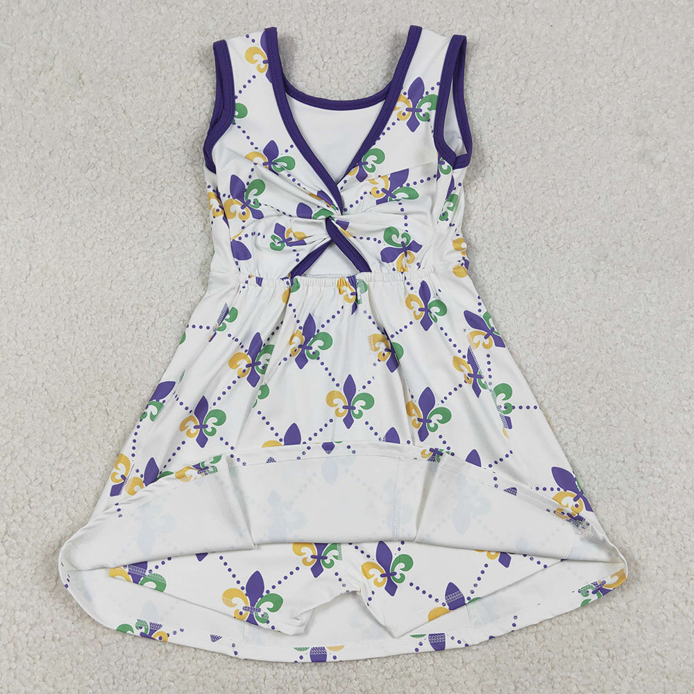 Baby Girls Dress Mardi Gras Anchors Checked Yoga Shorts Knee Length Dresses GSD2944 12.27