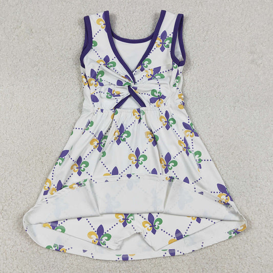 Baby Girls Dress Mardi Gras Anchors Checked Yoga Shorts Knee Length Dresses GSD2944 12.27