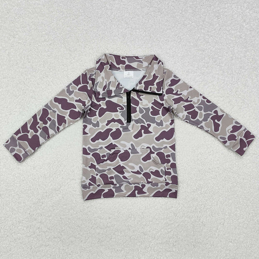 Baby Boys Clothes Tops Light Green Camo Zip Pocket Pullovers Tops BT1036